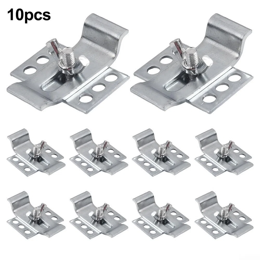 Besttoolifes Kit di 10 clip per lavello sottotop in acciaio resistente, staffe di supporto per piano di lavoro del bagno e della cucina, resistenti alla ruggine, fissaggi regolabili per lavello