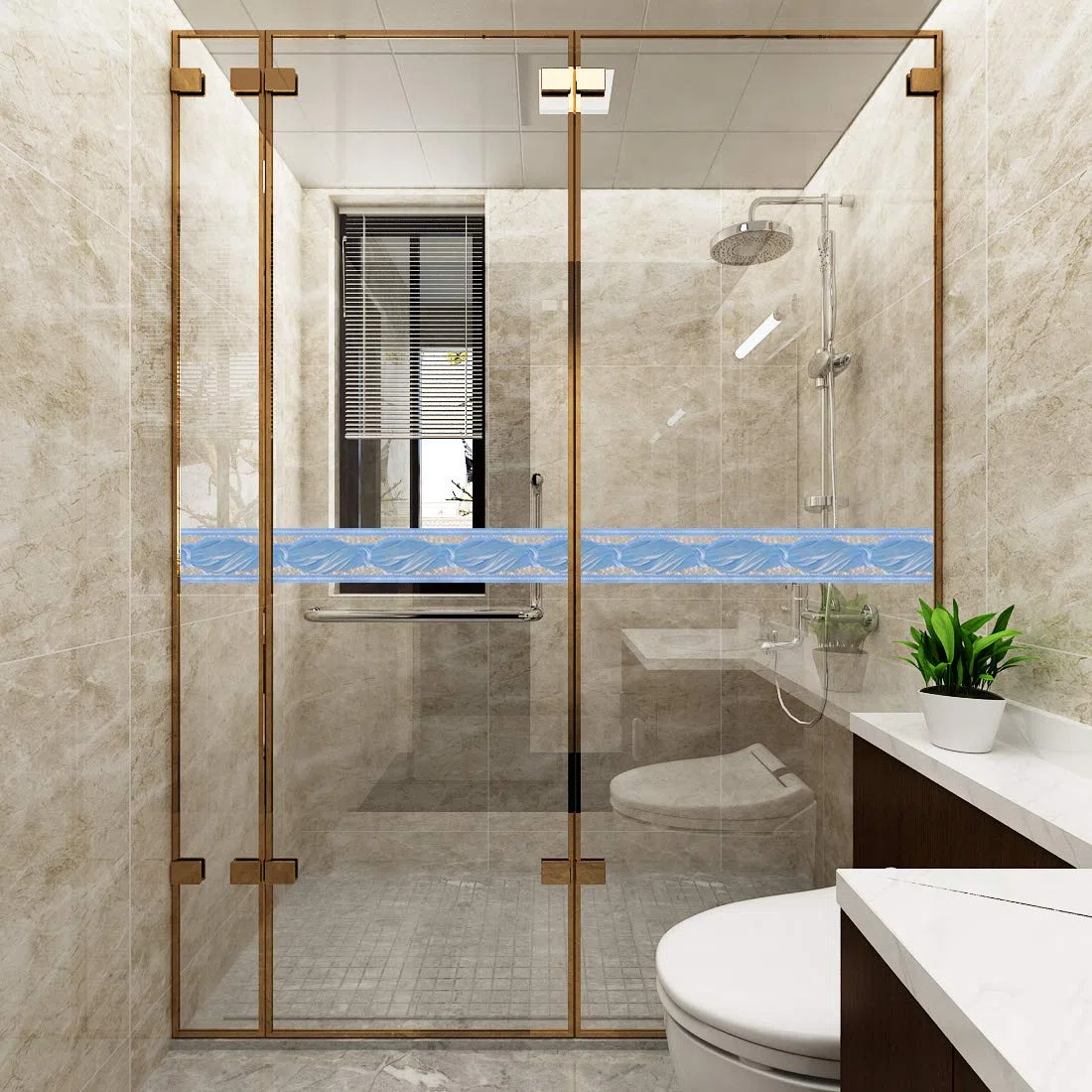 Livelynine Bordi Adesivi per Pareti Blu Greca Adesiva per Parete Bagno Bordi per Carta da Parati Azzurro Bordo Adesivo per Pareti in PVC Bambini Cucina Impermeabile Lavabile Autoadesiva 10CM X 10M