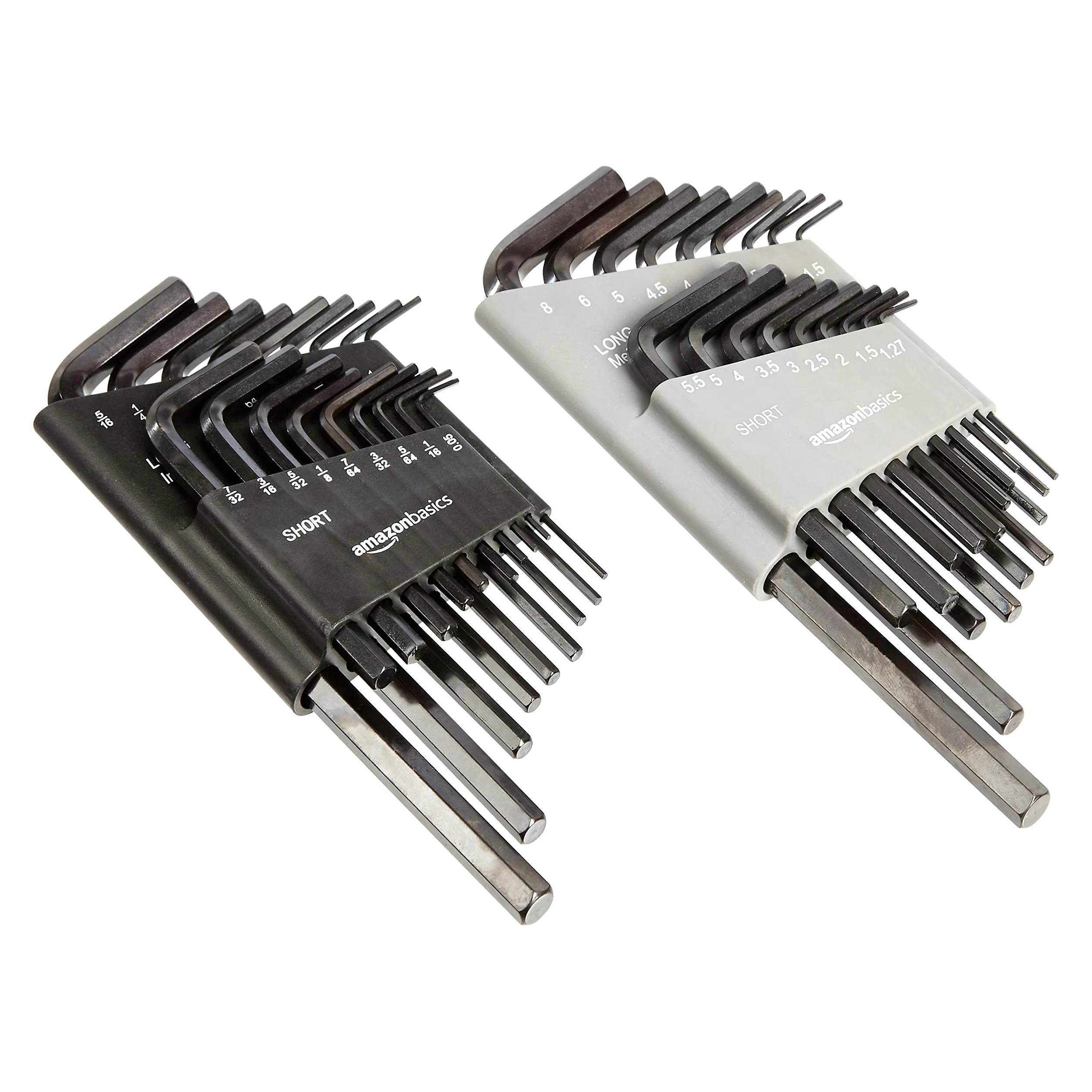 Amazon Basics Set 36 Chiavi a Brugola Esagonali, Acciaio Cromo-Vanadio, Misure Metriche e Imperiali, 2 Custodie