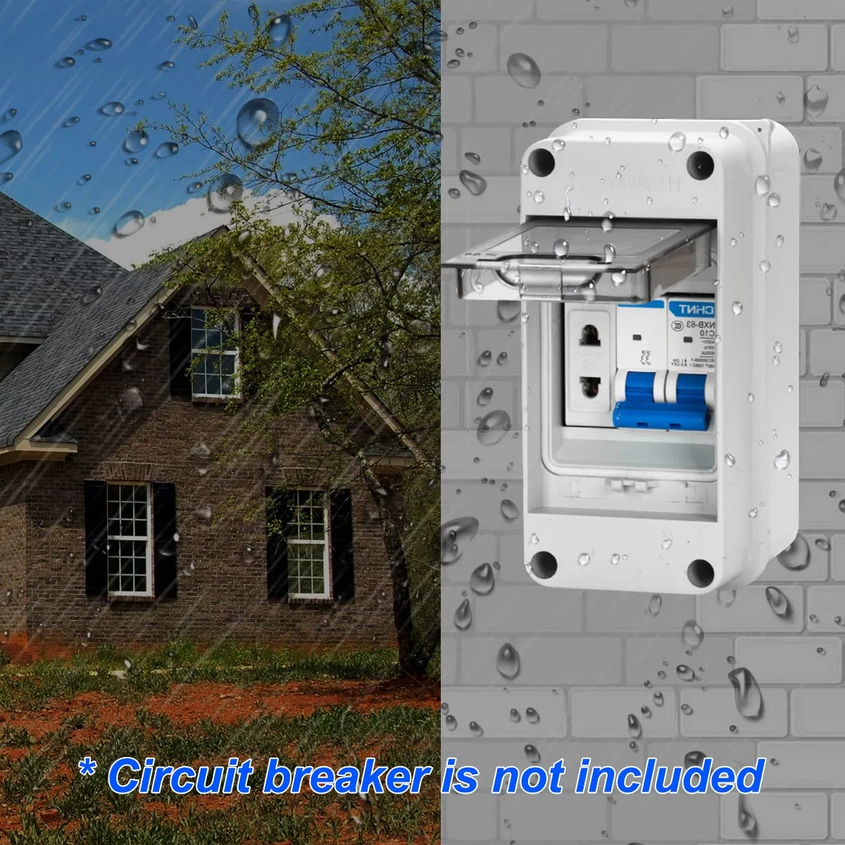 Scatola di Derivazione Elettrica da Esterna Stagna, 2 Moduli Cassetta Quadro Elettrico per Esterno, IP65 Plastica ABS Superficie, Installazione in Giardino o in Altre Aree