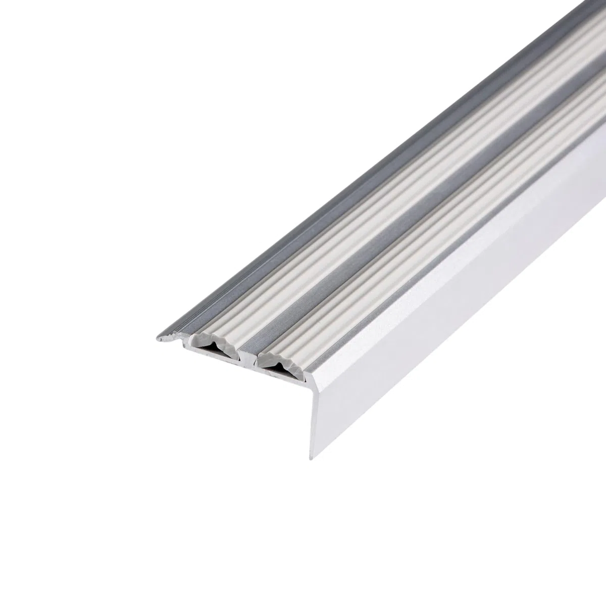 Profilo per gradini Power Grip | Profilo per Scale con Inserto in Gomma Antiscivolo | Preforato o Autoadesivo | Materiale di Montaggio Incluso (134 x 3,8 x 2 cm | Preforato | Grigio)