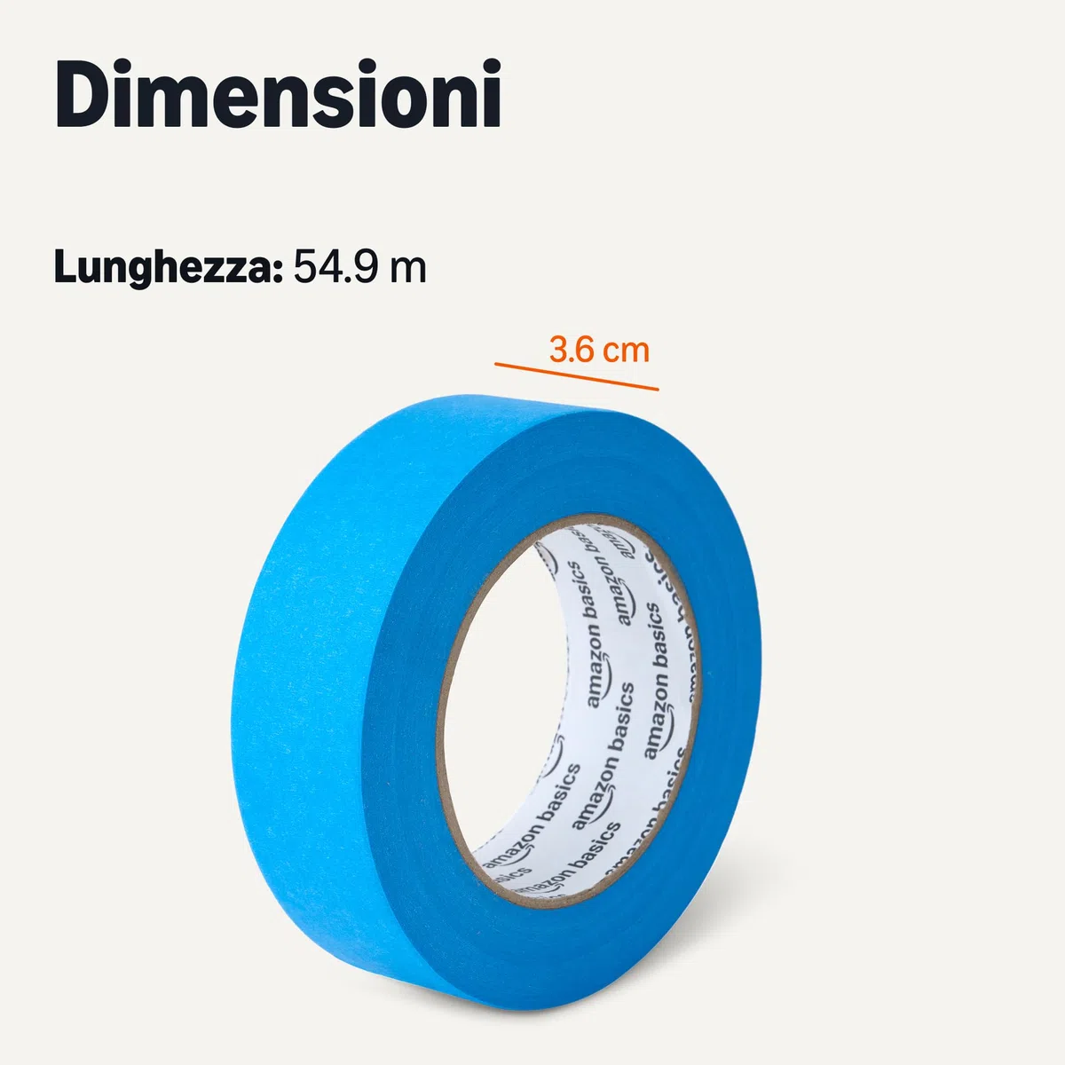 Amazon Basics Nastro adesivo per pittura, 3.6 cm x 55 m, confezione da 4 rotoli, Blu