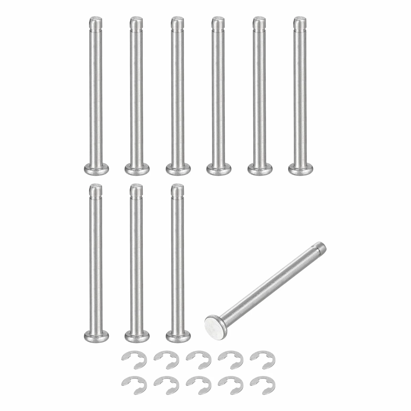 QUARKZMAN 10Set M3x35mm Perno Posizionamento Cilindrico Elastico Albero Acciaio Inossidabile 304, Perno Posizione Cilindro Cerniera Scanalato Testa Piatta con Ring Fissaggio Clip E, Argento