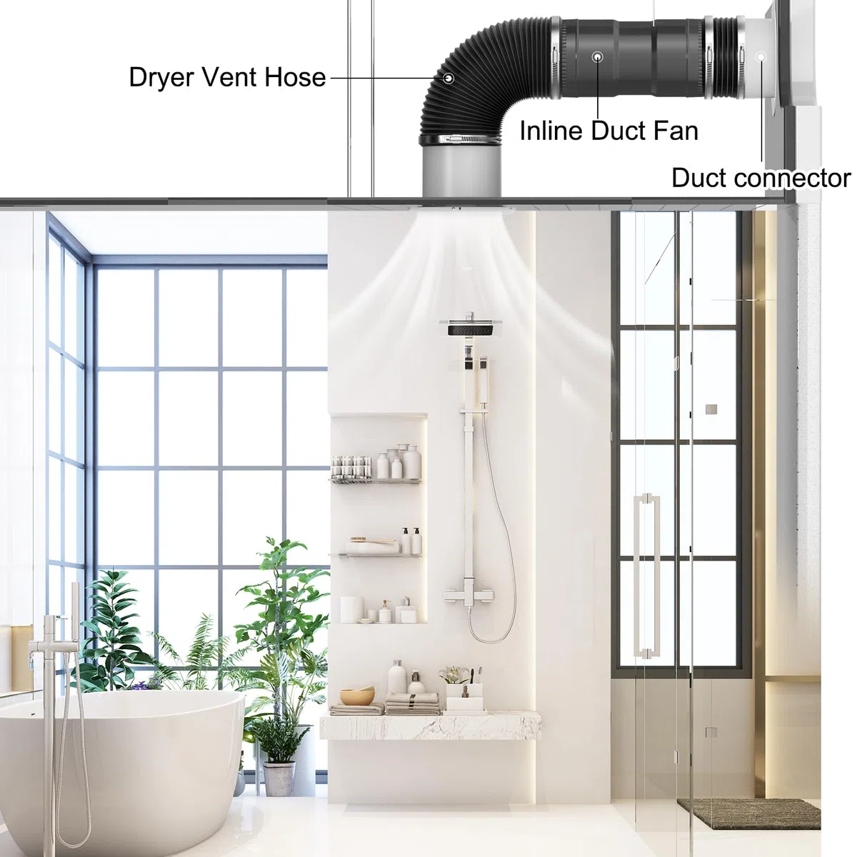 Hon&Guan Flangia a parete dritta, diametro 100 mm, flangia per tubo di ventilazione bianco, flangia per tubi di saldatura, flangia per sistemi di ventilazione, asciugatrici, bagno in ABS