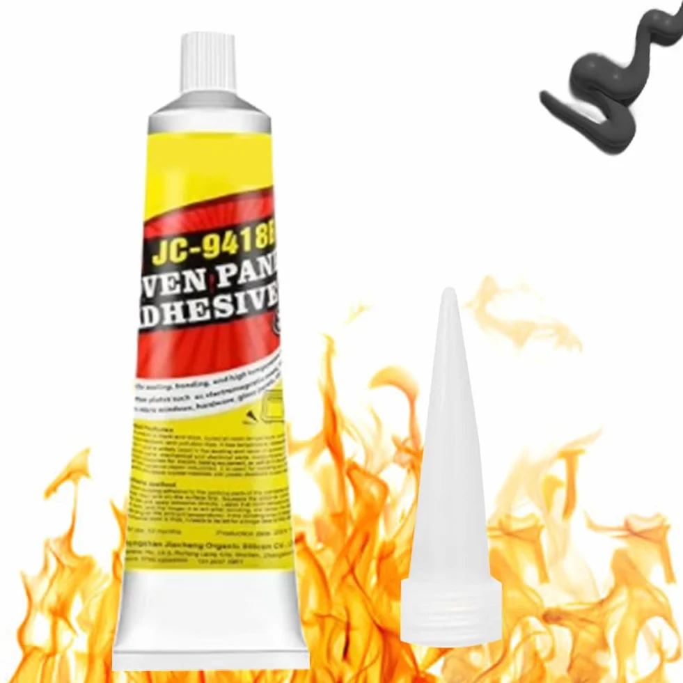 Colla Alte Temperature,100ml Silicone Alta Temperatura,Silicone Alte Temperature Nero,Sigillante Alte Temperature,Indurimento Rapido, Adatto per Sigillante Alta Temperatura per Caminetti,Forni,Auto