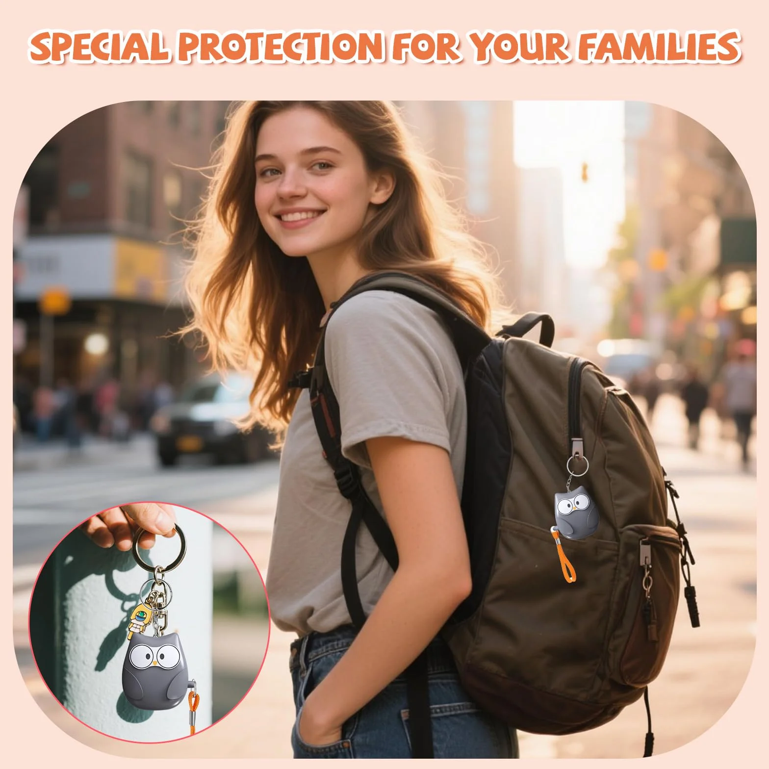 Qoosea 2 allarmi personali con allarme tascabile da 130 dB di emergenza, allarme di sicurezza personale, portachiavi con luce a LED, per bambini e donne anziane