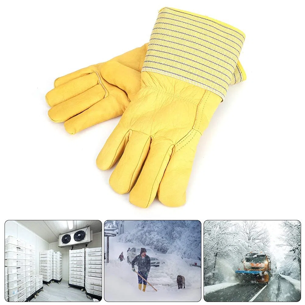 Sonew Guanti criogenici Guanti da lavoro in pelle Resistenti al freddo Guanti invernali caldi Antivento Impermeabile Polsino lungo Azoto liquido Protezione per le mani Unisex