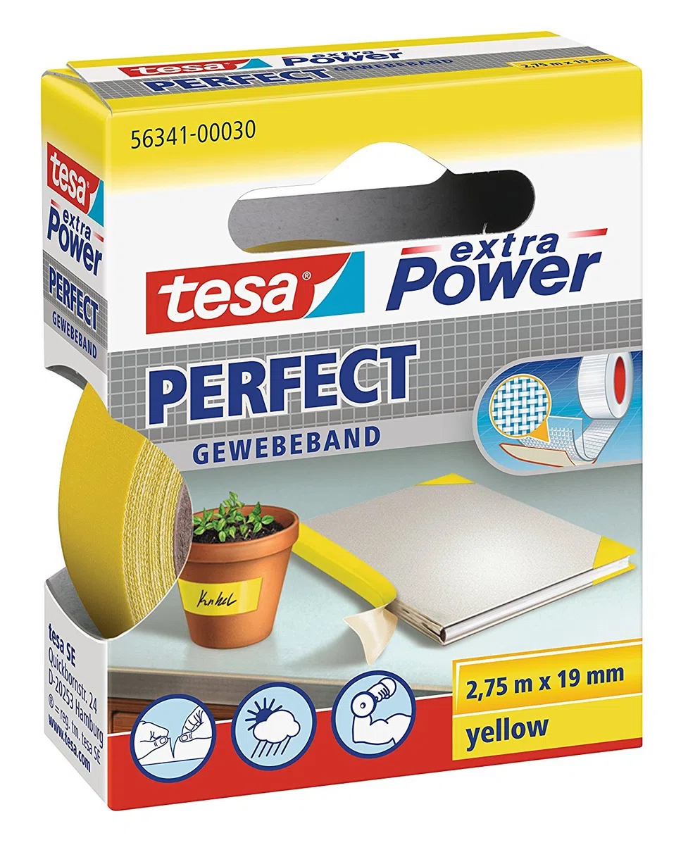 Tesa - Nastro adesivo extra forte, lunghezza 2,75 m, larghezza 19 mm Giallo