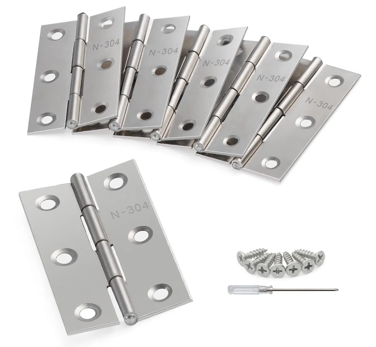 Anstore Cerniere Pieghevoli da 67x42x1cm in Acciaio Inox - Set 10 Pezzi con 60 Viti 15x3mm per Porte Interne, Legno, Finestre, Armadi, Scatole