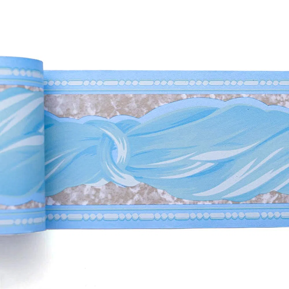 Livelynine Bordi Adesivi per Pareti Blu Greca Adesiva per Parete Bagno Bordi per Carta da Parati Azzurro Bordo Adesivo per Pareti in PVC Bambini Cucina Impermeabile Lavabile Autoadesiva 10CM X 10M