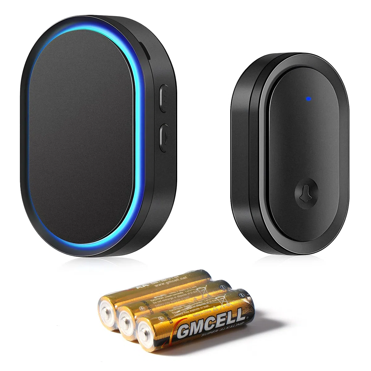 Brencco Campanello Senza Fili da Esterno, IP55 Citofono Senza Fili da Esterno, 300M Campanello Wireless, Ricevitore da Interno con 5 Volumi Regolabili, 60 Suonerie, Nero