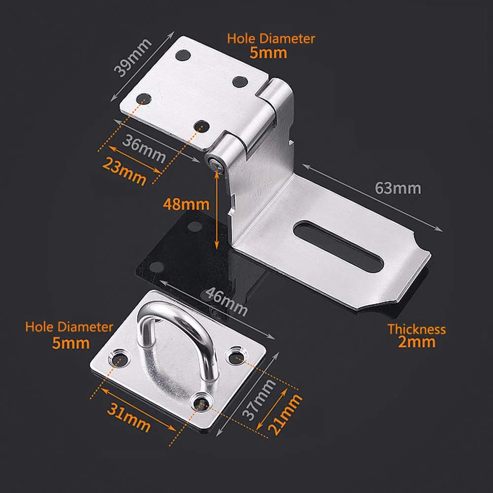 FUJIE Angolo retto Lucchetto Hasp in Acciaio INOX Heavy Duty Serratura Della Porta Antifurto Serratura, Argento