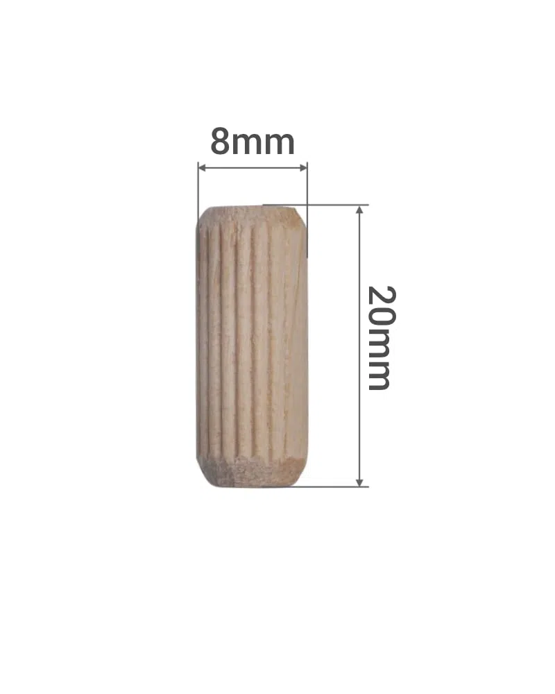 Confezione da 400 tasselli in legno di betulla 8 x 20 mm, spille smussate per mobili (400, 8 x 20 mm)