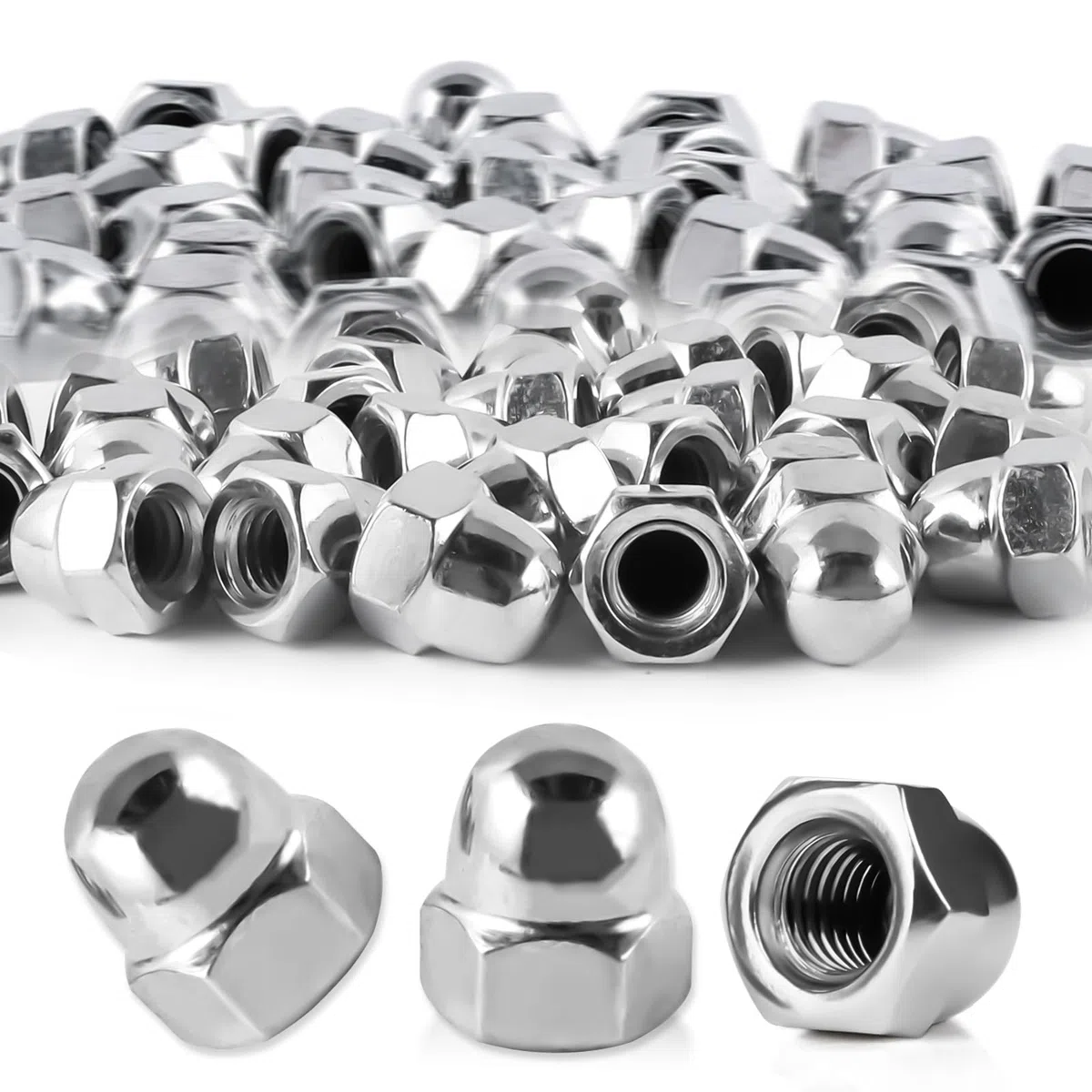 50 pezzi Dadi Ciechi M8 Acciaio Inox Esagonali DIN 1587 Set Dadi Ciechi Alti M8 per Viti, Bulloni Filettati, Barre Filettate