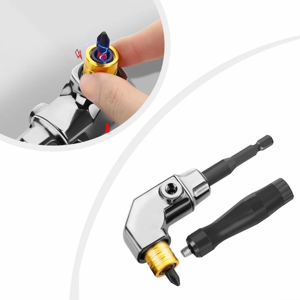 Adattatore per trapano elettrico ad angolo di 90 gradi con rotazione flessibile e ampia compatibilità per driver di dadi e trapani elettrici in aree ad accesso limitatoUtile e professionale