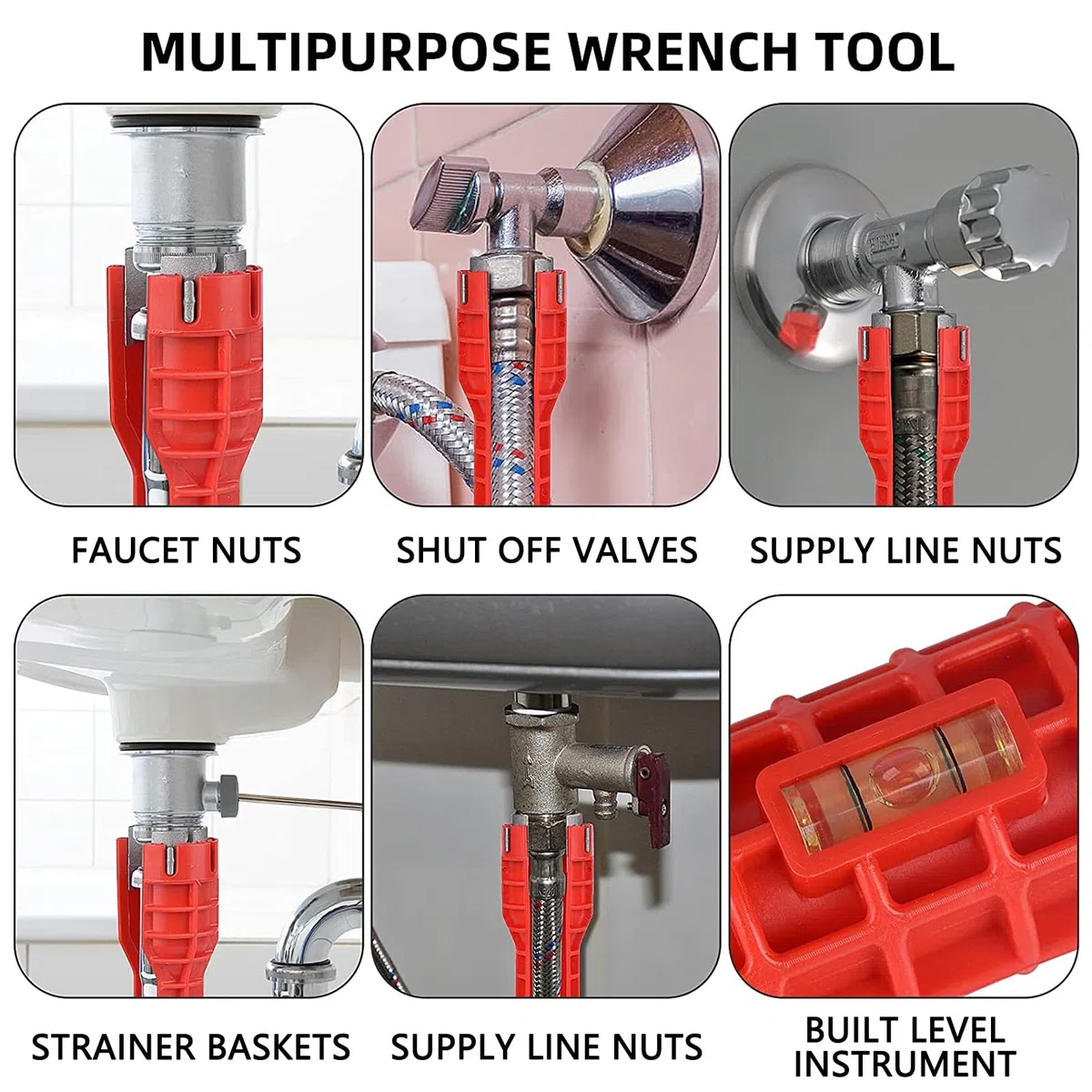 14 in 1 Chiave per Lavabo Rubinetto Sottolavello, Multifunzionale Acqua Tubo Chiave, per WC,Bagno,Cucina