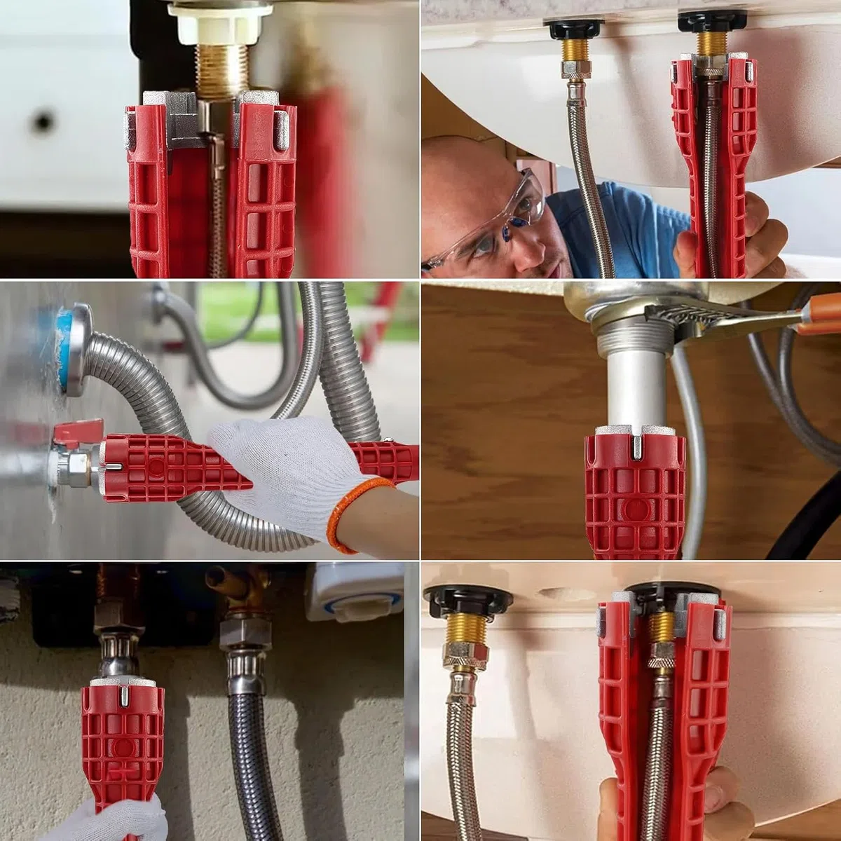 Chiave per rubinetto, 8 in 1 Installatore di rubinetti multifunzionale, 34 mm, 40 mm, chiave per rubinetto sottolavello, Strumento chiave per rubinetto, per lavandino, bagno