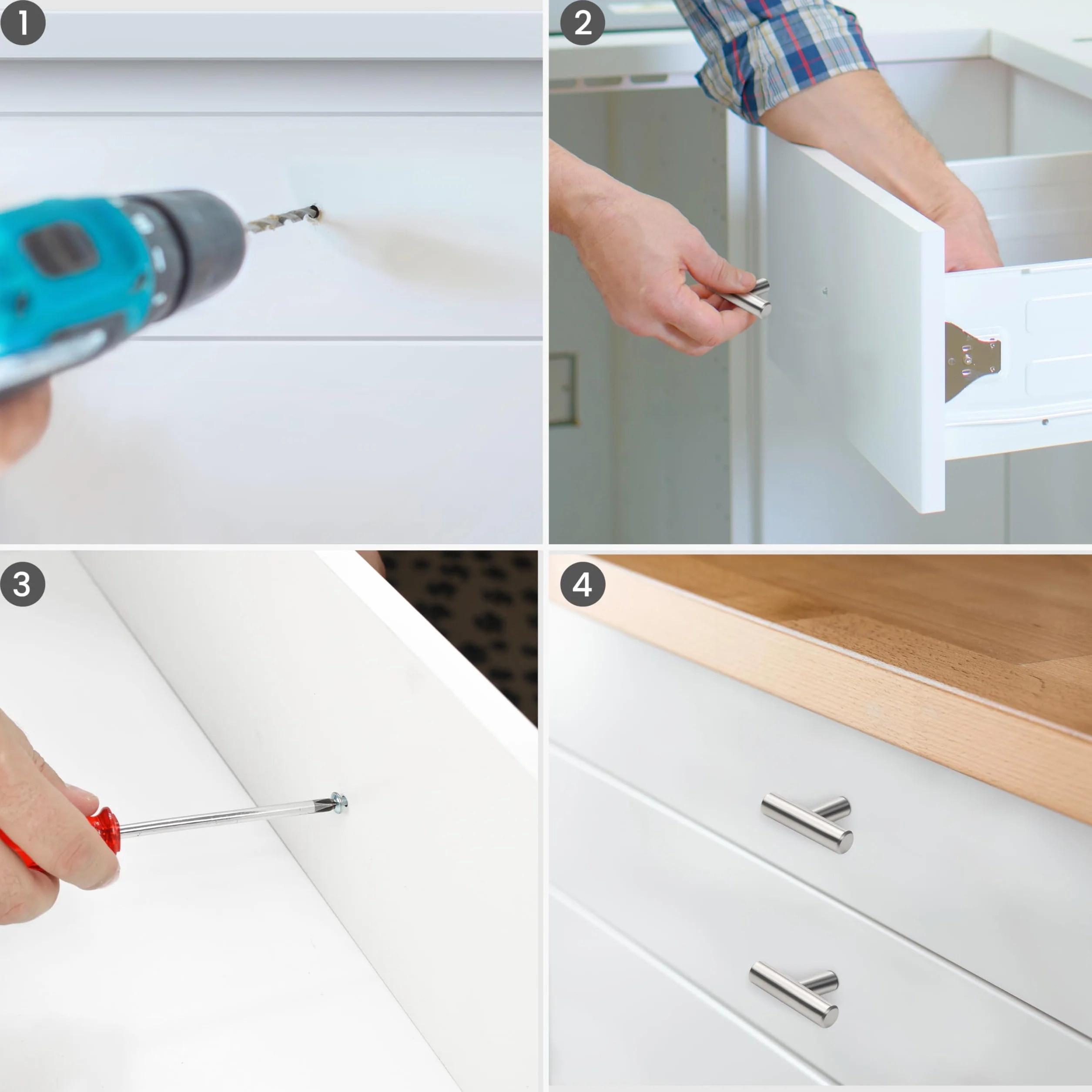 BELLE VOUS Confezione da 20 Maniglie Cucina per Armadio - 50mm Maniglie per Mobili a T con Rifinitura in Nichel - Maniglia Porta Inox - Per Cassetti, Armadi, Porte, Mobili, Bagni, Camera da Letto