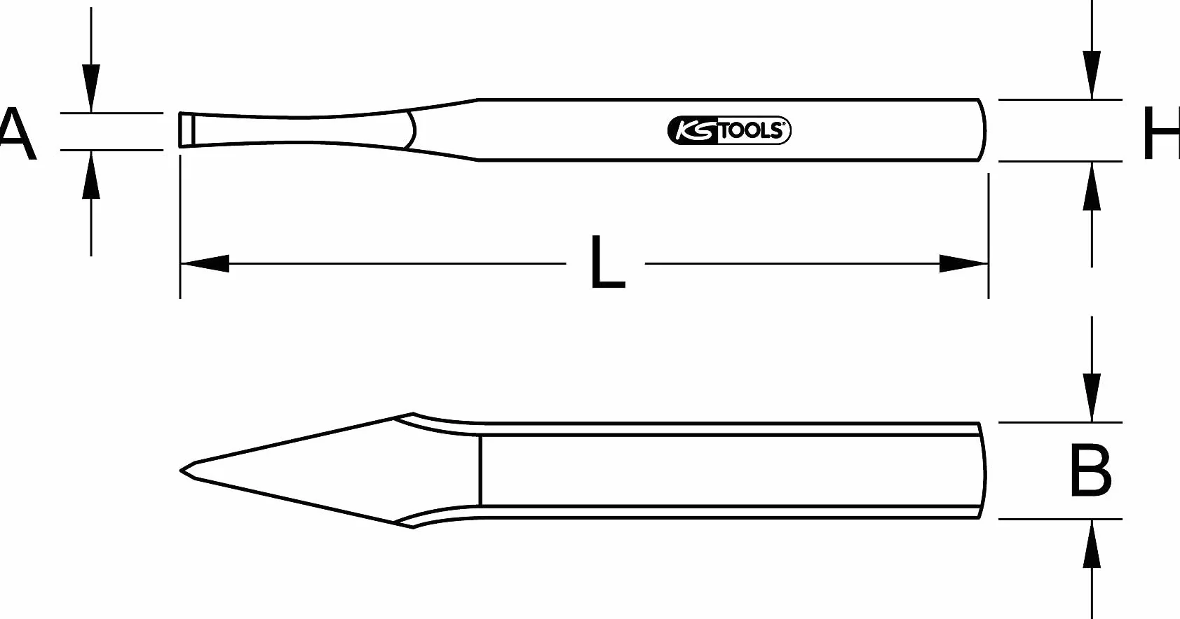 KS Tools 162.0281 Scalpello ad Unghietta Piatta, 5X100 mm, Ovale