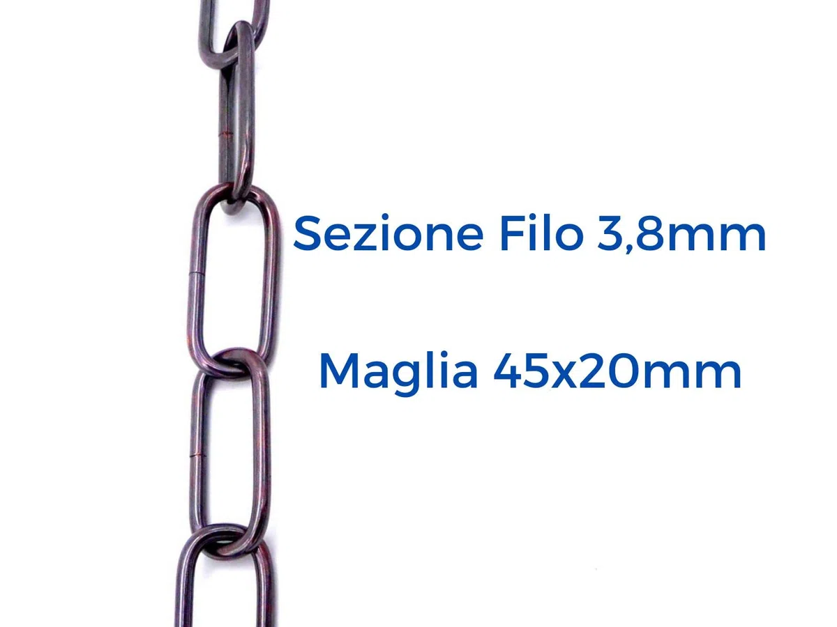 2mt catena bronzo per lampadario Filo 3,8mm Dimensioni anello 45 x 20mm