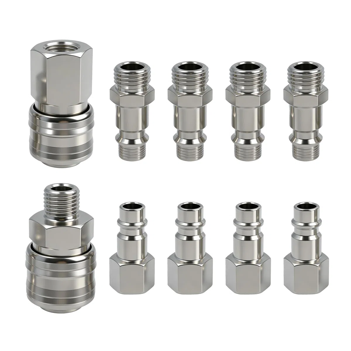 Set di 10 attacchi ad aria compressa Euro 1/4 BSP, attacco rapido ad aria compressa con filettatura, raccordo ad aria compressa per tubi dell'aria e sistemi di aria compressa
