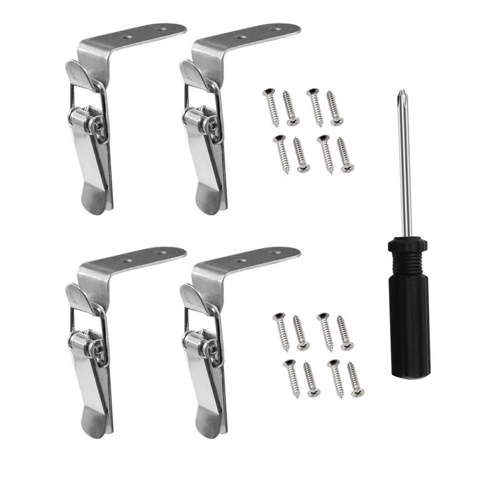 4 pezzi Chiusure per scatole di legno Gancio per morsetto Chiusure a molla in acciaio inossidabile Chiusure per ganci a bocca d'anatra a 90 gradi Scatole per disegnare Morsetti a levetta ( Size : Styl