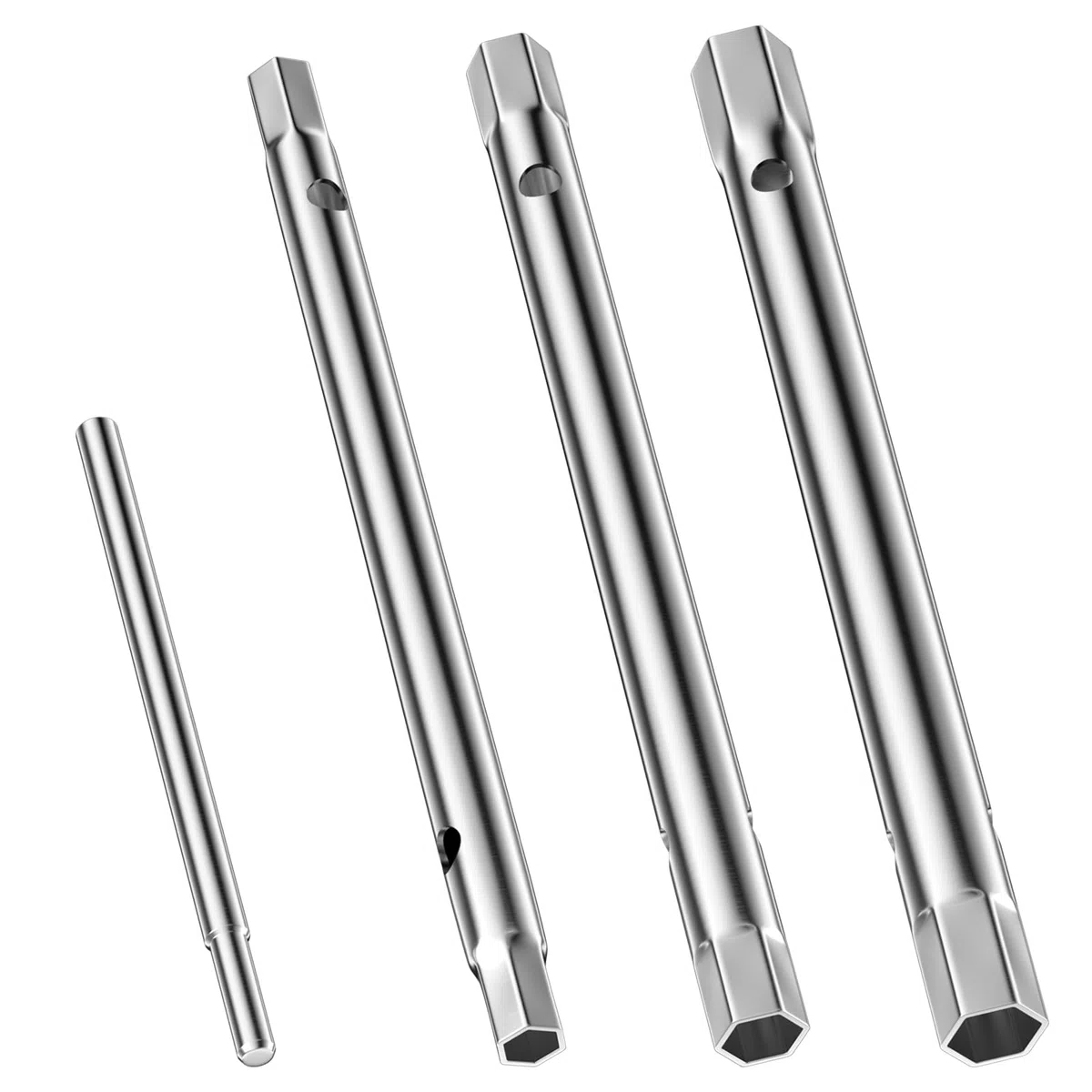 4 Pezzi Chiavi a Tubo Set, Chiavi a Bussola Esagonale Doppia con Barra Tommy, Chiave a Candela, per Installazione di Rubinetti e Candele, la Riparazione di Veicoli