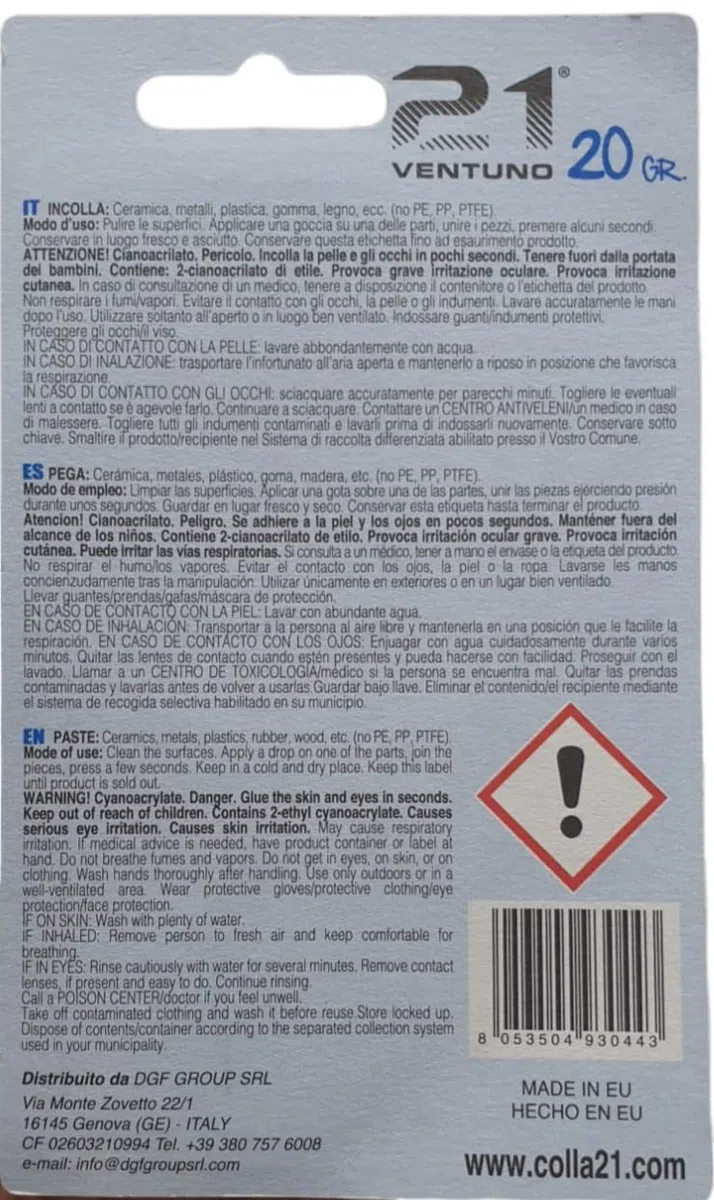 COLLA 21 20gr CIANOACRILATO UNIVERSALE