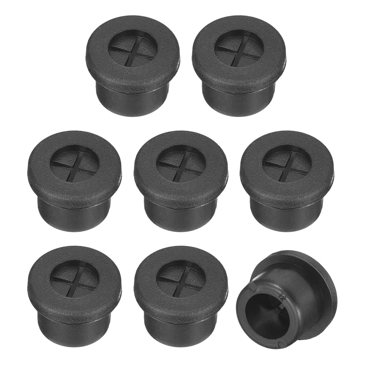 QUARKZMAN 8pz Passacavo per Scrivania, 1/2 Pollici (12mm) Passacavo in Gomma Flessibile Copertura Foro Filo per Organizzatore Cavi Scrivania Computer, Nero