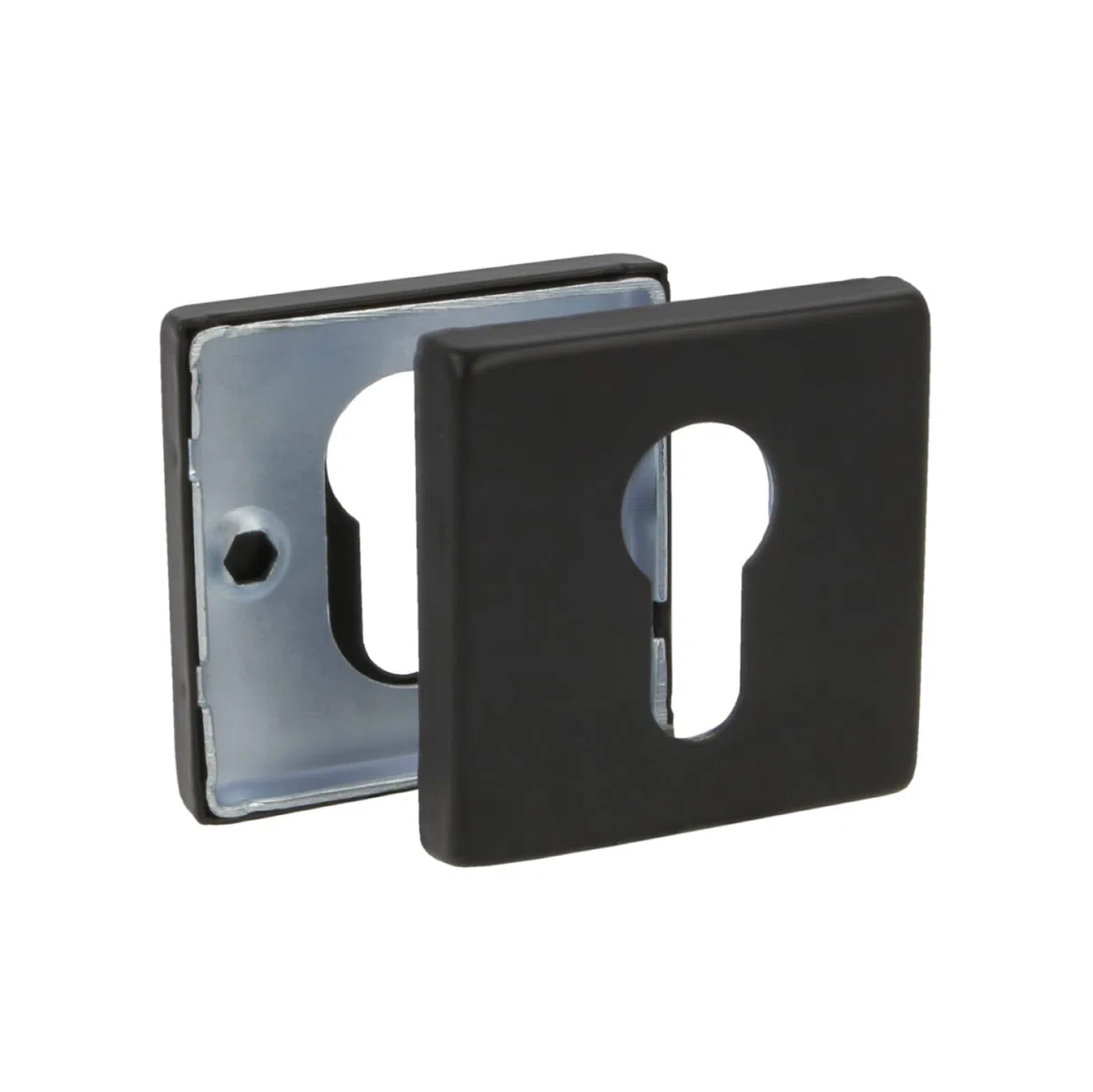 Amig - Copri Serratura per Maniglie a Rosetta Quadrata | Mod. 5RX | 54 x 54 mm | Raccordo a Serratura | Per Cilindro Europrofile | Acciaio Inossidabile | Nero