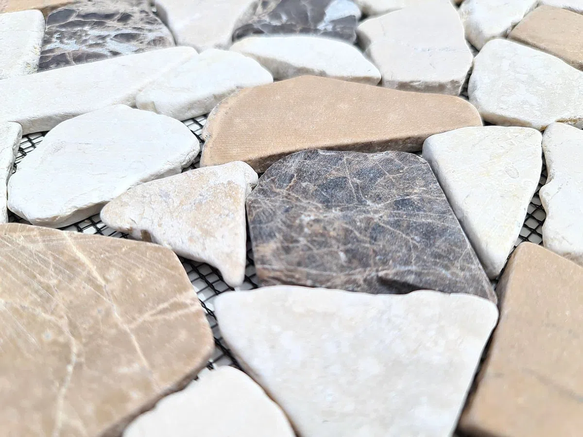 Piastrelle a mosaico in marmo naturale, beige, marrone, ciot CastanaoCream, per pavimenti, pareti, bagno, doccia, cucina, specchio, rivestimento, vasca da bagno, mosaico
