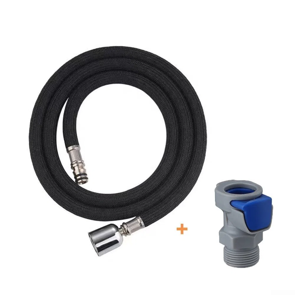 Tubo flessibile di prolunga per rubinetto da cucina, in acciaio inox, 1,5 m, con doccetta estraibile, nero