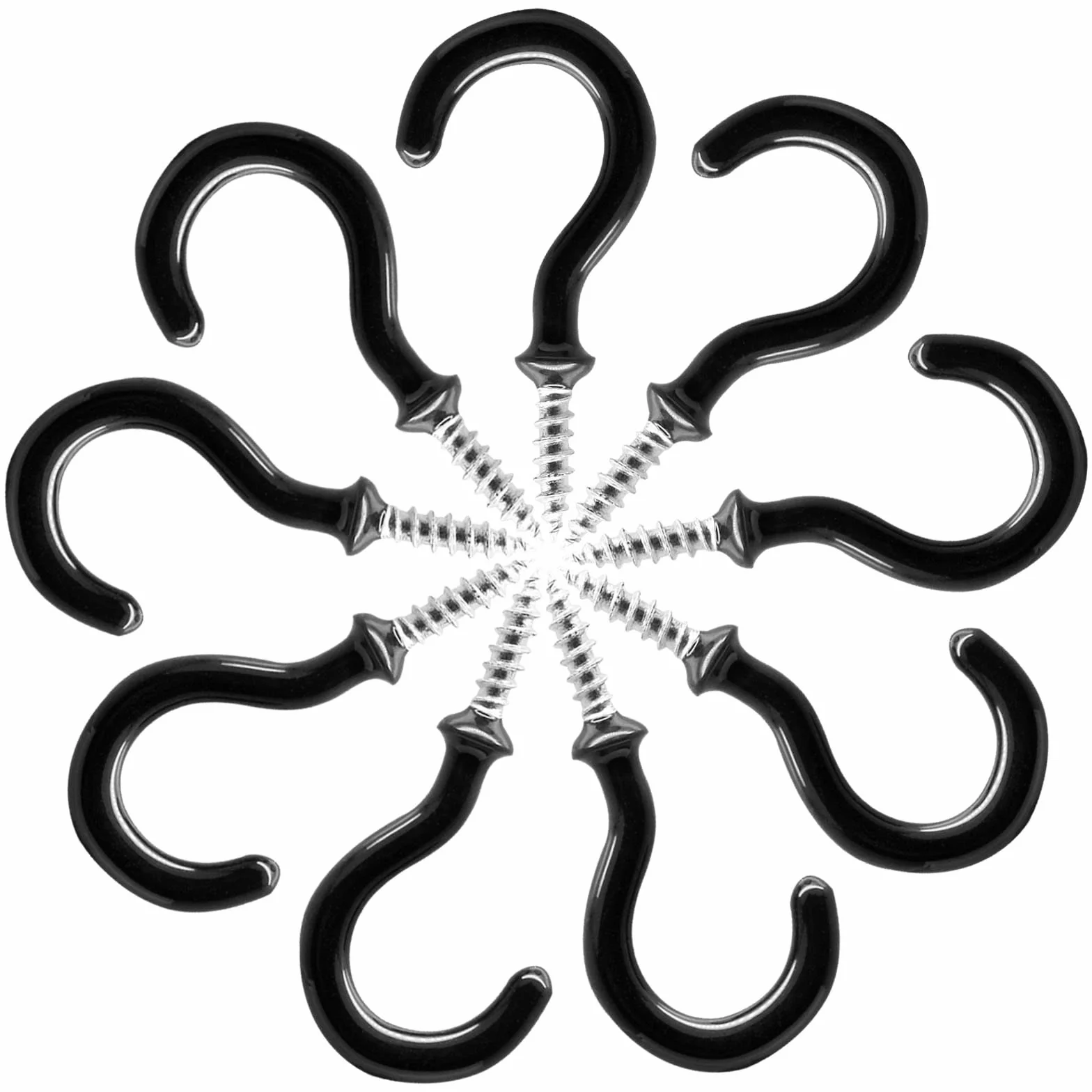 Biaungdo 60 ganci a vite per tazze da soffitto da 2,5 cm, ganci a vite autofilettanti neri