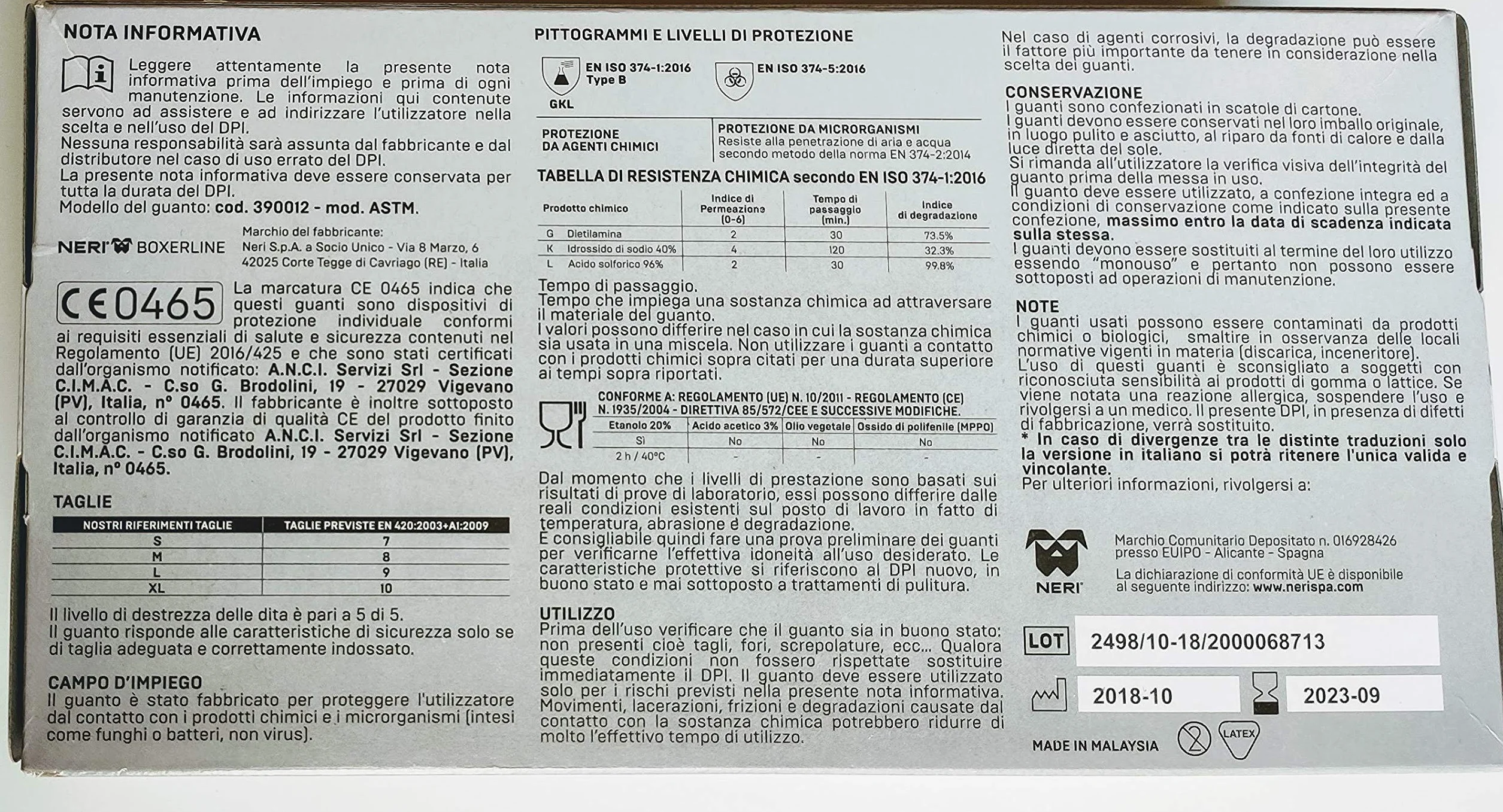 Guanti 100% lattice naturale AQL 1,5