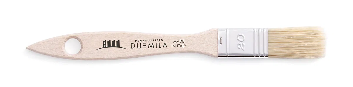 PENNELLIFICIO 2000 | Pennello per Ritocchi e Pulizie, Pennello Piatto, per Vernice Acrilica e a Solvente, Ghiera in Banda Stagnata, Larghezza 20 mm – Made in Italy