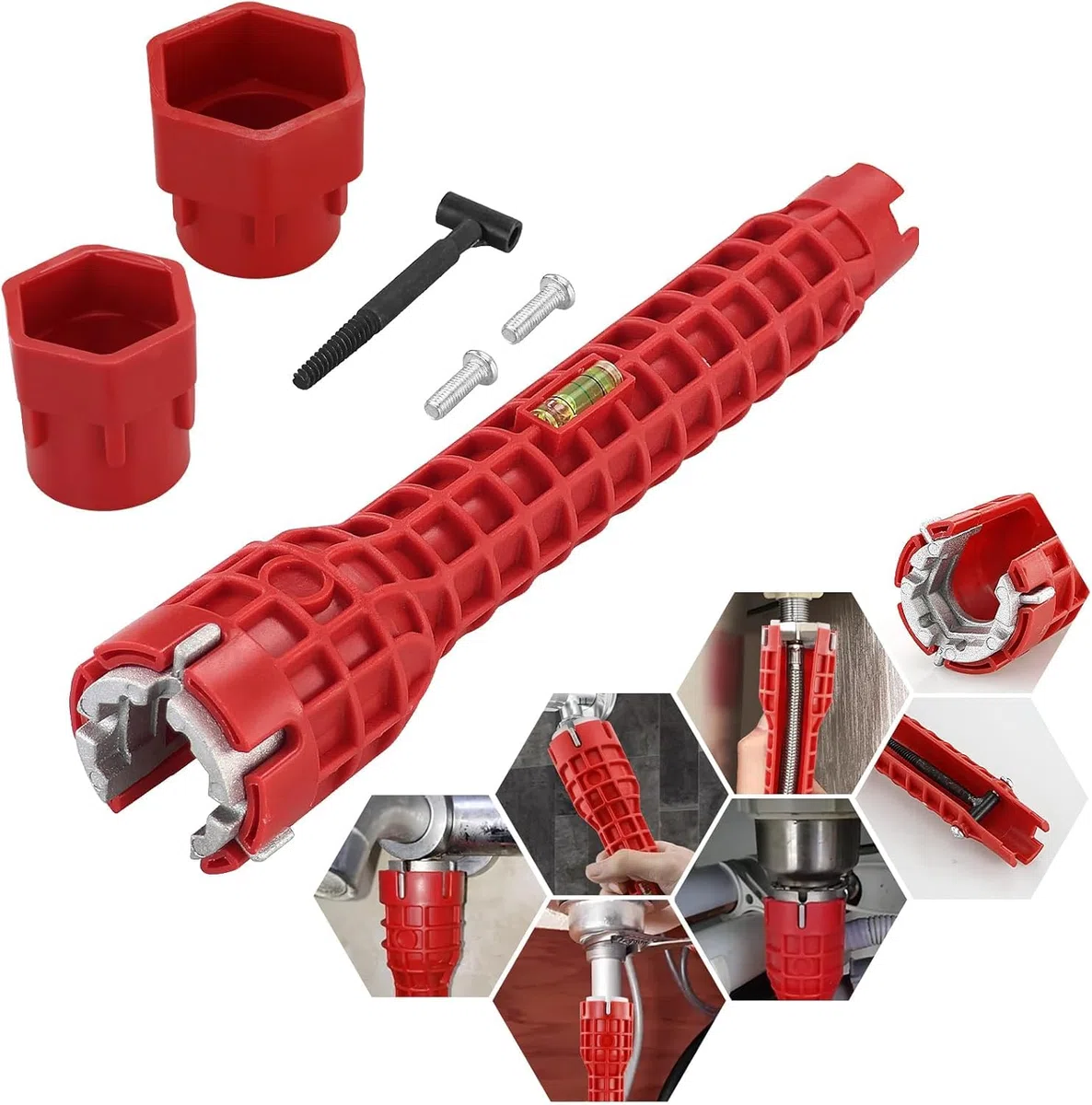 Chiave per rubinetto, 8 in 1 Installatore di rubinetti multifunzionale, 34 mm, 40 mm, chiave per rubinetto sottolavello, Strumento chiave per rubinetto, per lavandino, bagno