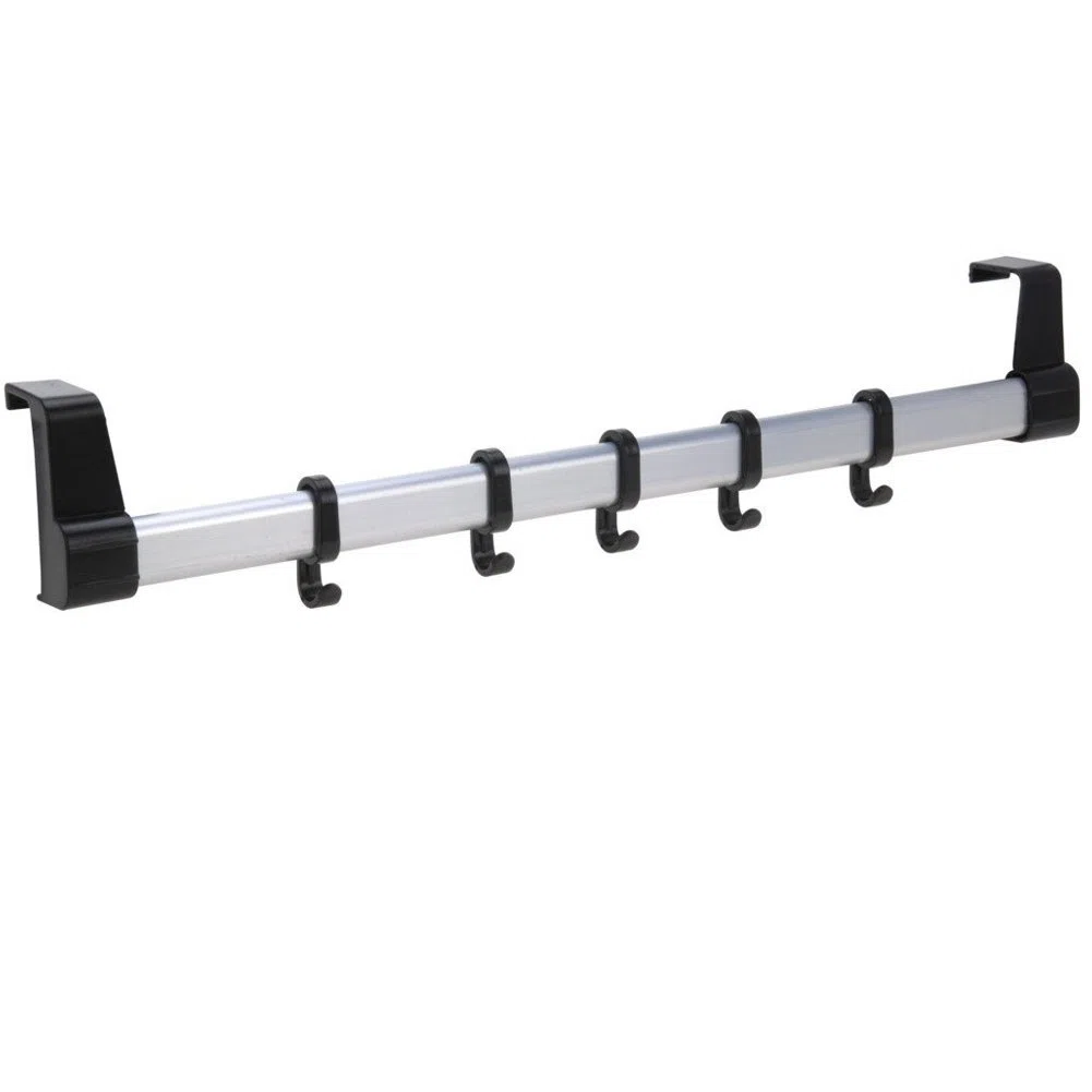 Bakaji Appendiabiti per Porte 5 ganci Regolabili Attaccapanni con barra in Alluminio 5 Gancio Dietro Porta Universale Door Hanger 5 Hooks