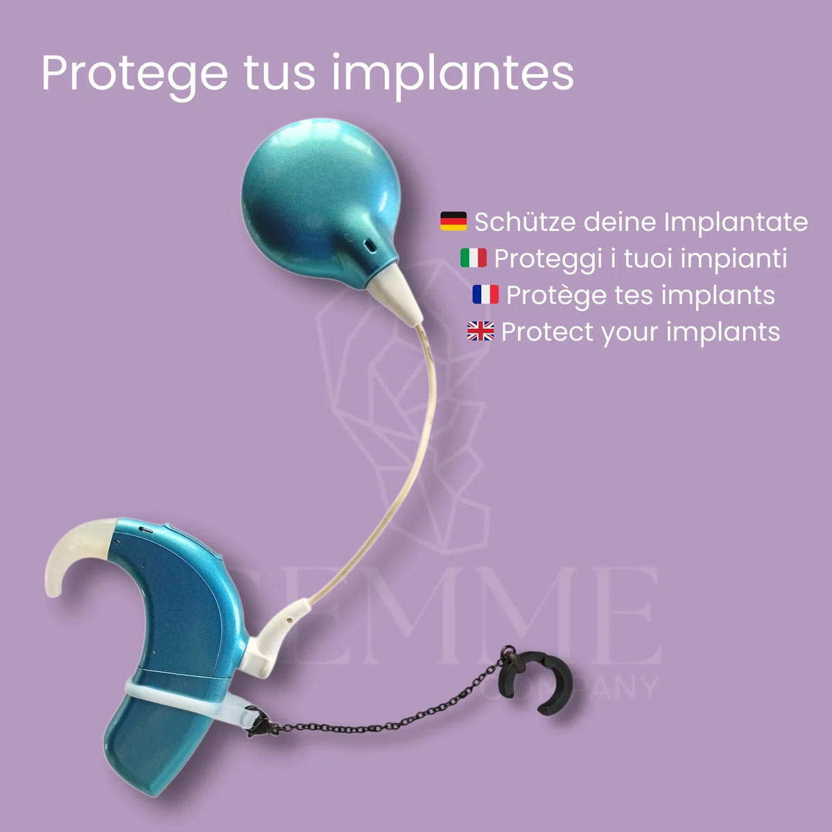 Orecchino anti-perdita per intorpidimento | Catena di supporto per apparecchi acustici | Previene cadute e perdita di amplificatori, sonotoni o impianti cocleari (argento)