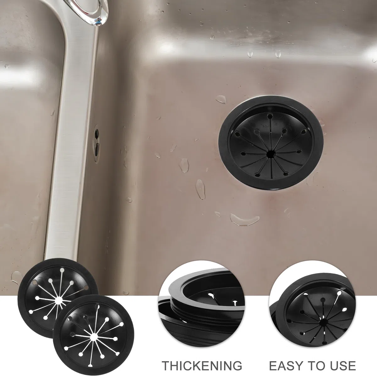 Toyvian 2 Pezzi Tritarifiuti Splash Guard Dissipatore Setaccio Copri-Rifiuti Accessori per Rifiuti Accessori Nero, Insert De Vidange En Caoutchouc pour évier De Cuisine