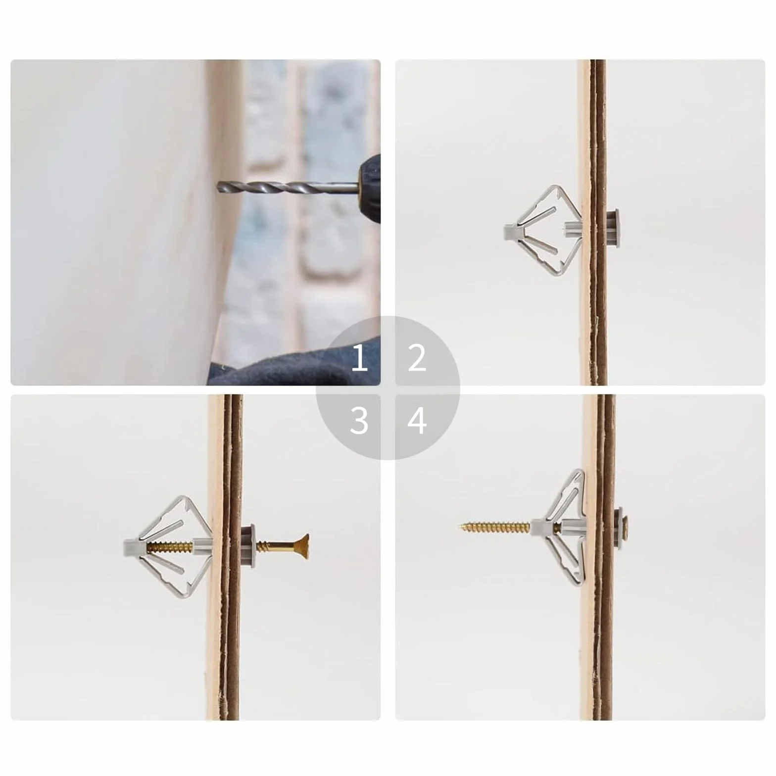 100 Pezzi Tasselli per Pareti a Cavità per Cartongesso, M8 Tappi Viti a Parete in Cartongesso, per Cartongesso e Pannelli in Fibra di Gesso