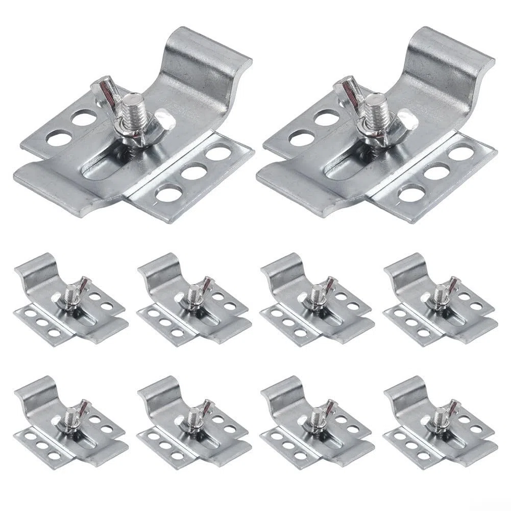 Besttoolifes Kit di 10 clip per lavello sottotop in acciaio resistente, staffe di supporto per piano di lavoro del bagno e della cucina, resistenti alla ruggine, fissaggi regolabili per lavello