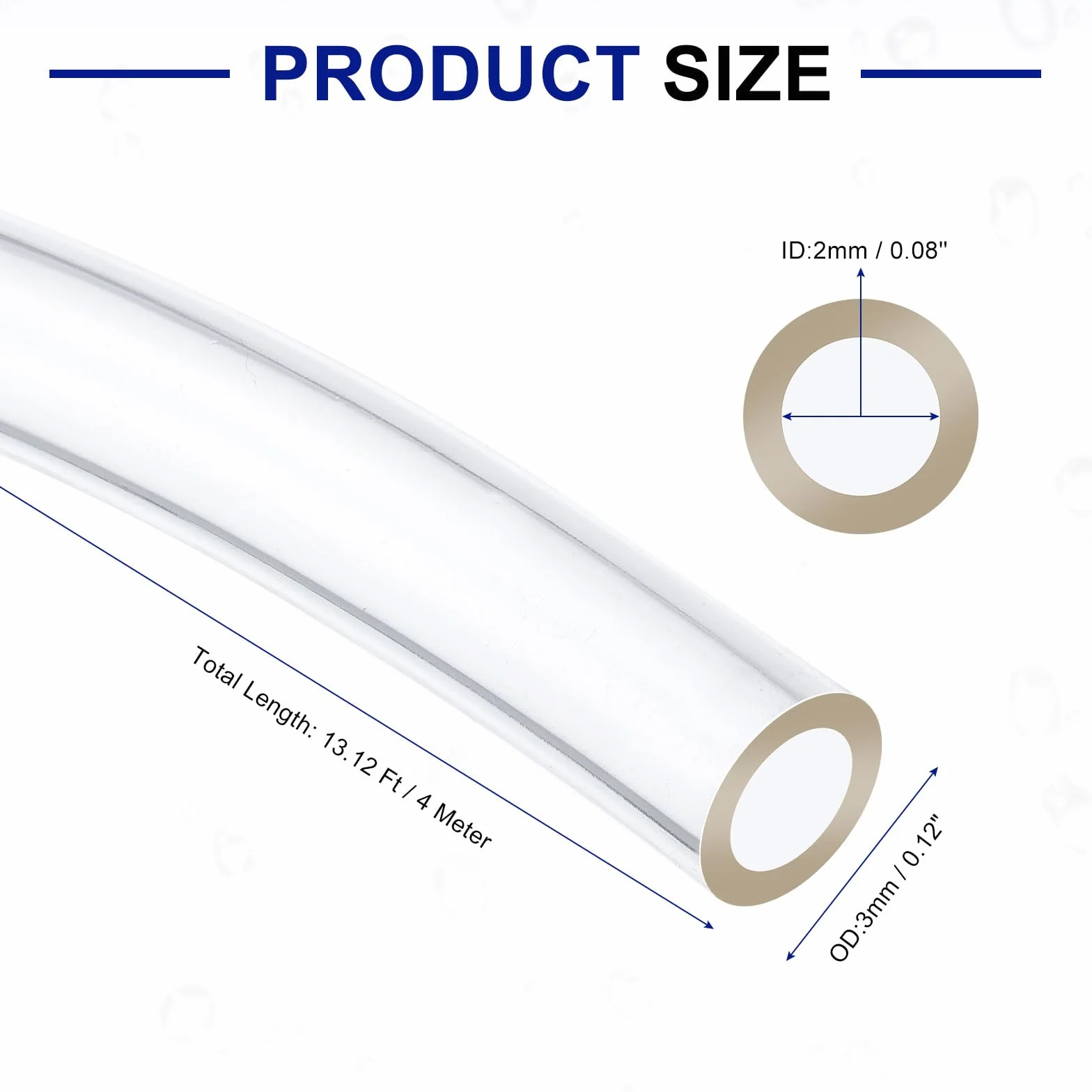QUARKZMAN Tubo in PVC, 2mm ID x 3mm OD - 13 Piedi di Lunghezza Tubo Acqua Trasparente in Vinile Chiaro, Tubo Acqua Flessibile Leggero in Plastica per Acquaponica, Tubo Aria, Irrigazione