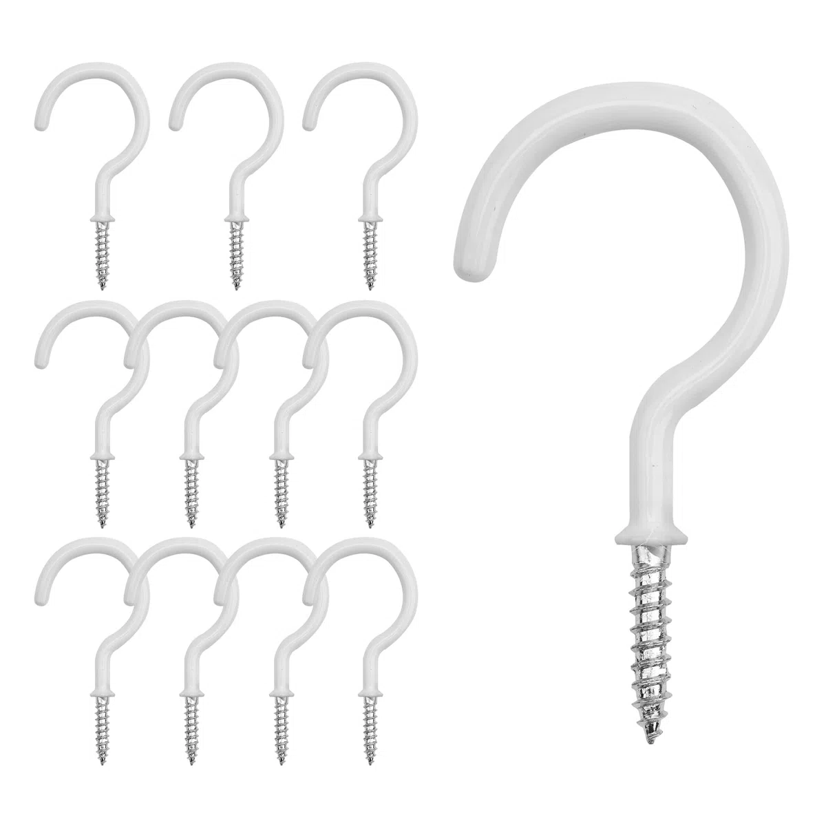 KINGLAKE 12 pz vite occhio ganci da soffitto a tazza ganci Ganci in acciaio rivestito in plastica, colore: Bianco