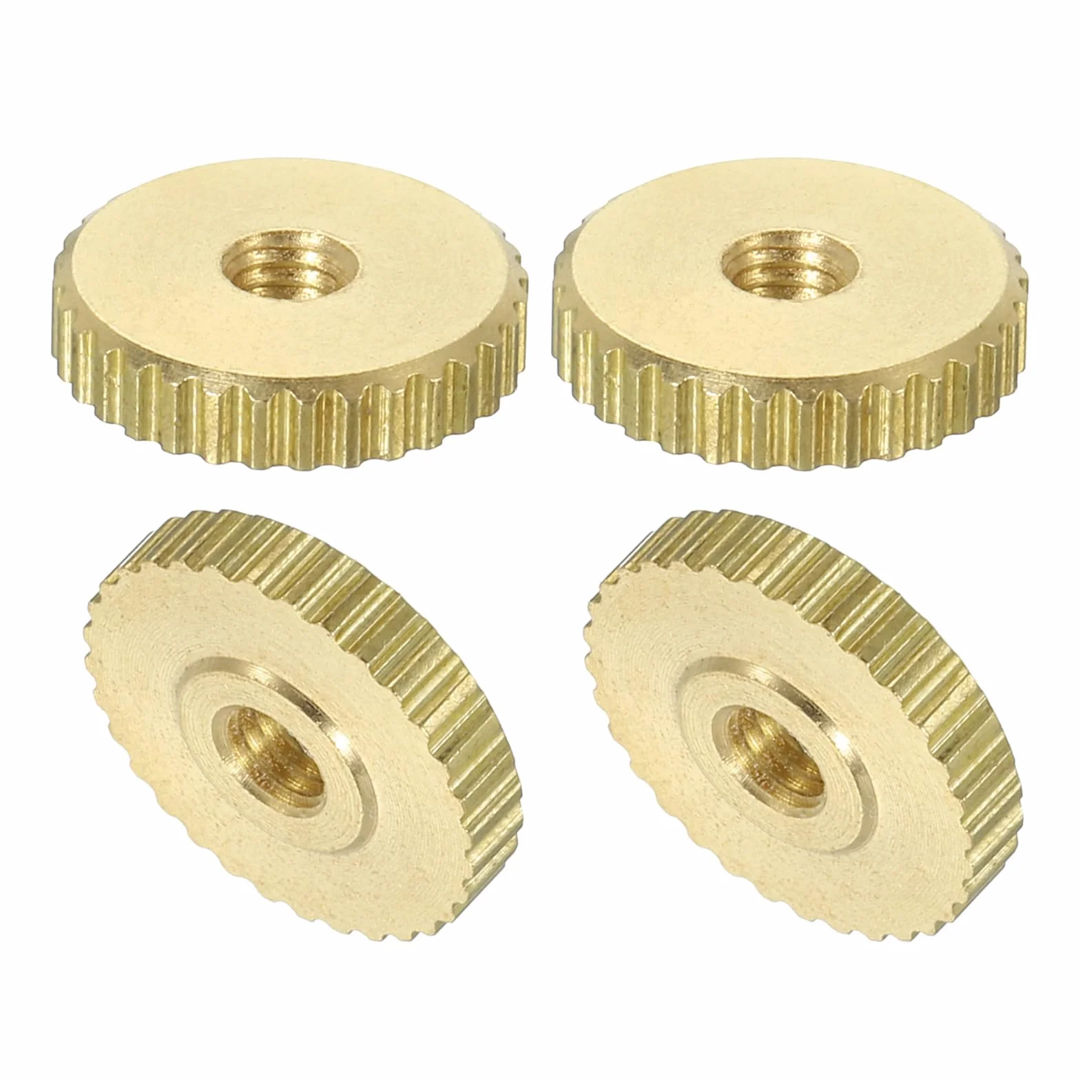 QUARKZMAN Dadi a Farfalla Scanalati 4pz M3 x D11mm x H2,5mm Foro Passante Testa Piatta Ottone con Collare Testa Piatta Foro Passante Elementi Fissaggio Pomelli Rotondi per Parti Stampanti 3D