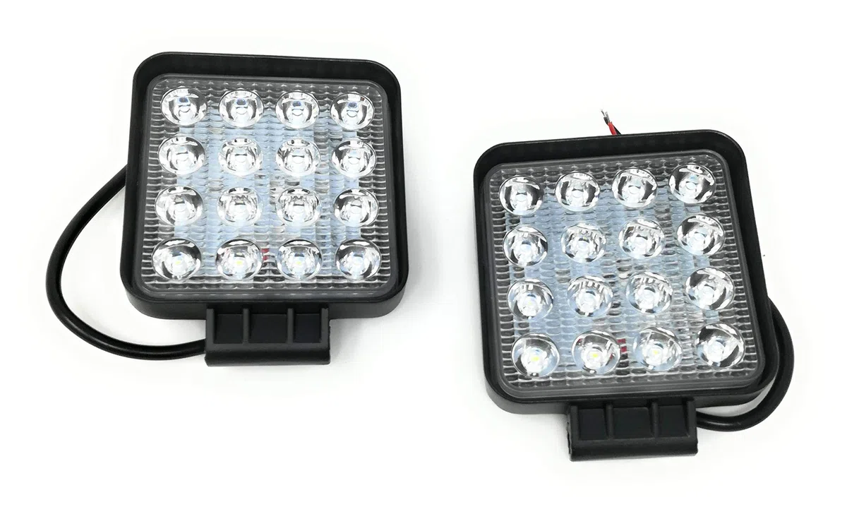 Tempo di Saldi 2 Fari 48W Quadrato, Faretto Led da Lavoro, 16 Led da 3W, di Profondità, Auto, Barca, Multicolore, 2 Pezzi